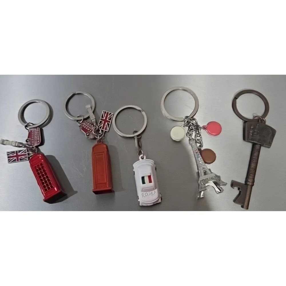 Lot Of 5 European‎ Key Rings/purse Charms London Italy Paris